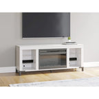 Signature Design by Ashley Brollevi White 60 TV Stand with Electric Fireplace for TVs up to 69