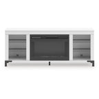 Weißer 60-Zoll-TV-Ständer mit elektrischem Kamin für Fernseher bis 69 Zoll