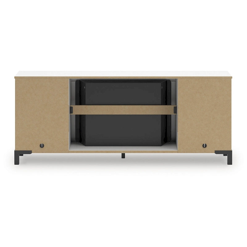 Brollevi White 60 TV Stand with Electric Fireplace for TVs up to 69