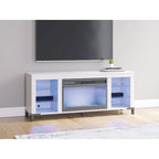 Weißer 60-Zoll-TV-Ständer mit elektrischem Kamin für Fernseher bis 69 Zoll