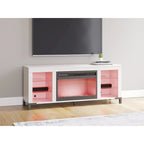 Weißer 60-Zoll-TV-Ständer mit elektrischem Kamin für Fernseher bis 69 Zoll