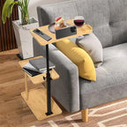 Table d'appoint en C à 3 niveaux pour accoudoir de canapé - 35,5L x 15,7W x 76,5H