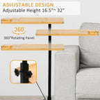 Table d'appoint en C à 3 niveaux pour accoudoir de canapé - 35,5L x 15,7W x 76,5H