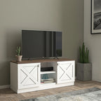 Moderner TV-Ständer mit 2 Türen, Stauschrank, Holzoptik, Wohnzimmer-Entertainment-Center