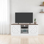 Moderner TV-Ständer mit 2 Türen, Stauschrank, Holzoptik, Wohnzimmer-Entertainment-Center
