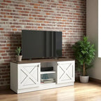 Moderner TV-Ständer mit 2 Türen, Stauschrank, Holzoptik, Wohnzimmer-Entertainment-Center