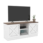 Moderner TV-Ständer mit 2 Türen, Stauschrank, Holzoptik, Wohnzimmer-Entertainment-Center
