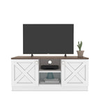 Moderner TV-Ständer mit 2 Türen, Stauschrank, Holzoptik, Wohnzimmer-Entertainment-Center