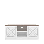 Moderner TV-Ständer mit 2 Türen, Stauschrank, Holzoptik, Wohnzimmer-Entertainment-Center