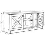 Moderner TV-Ständer mit 2 Türen, Stauschrank, Holzoptik, Wohnzimmer-Entertainment-Center