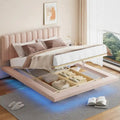 Queen Size Floating Bed with LED Light and USB