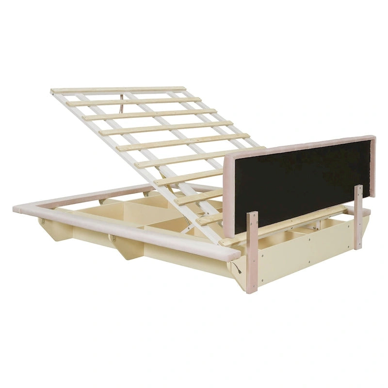 Queen Size Floating Bed with LED Light and USB