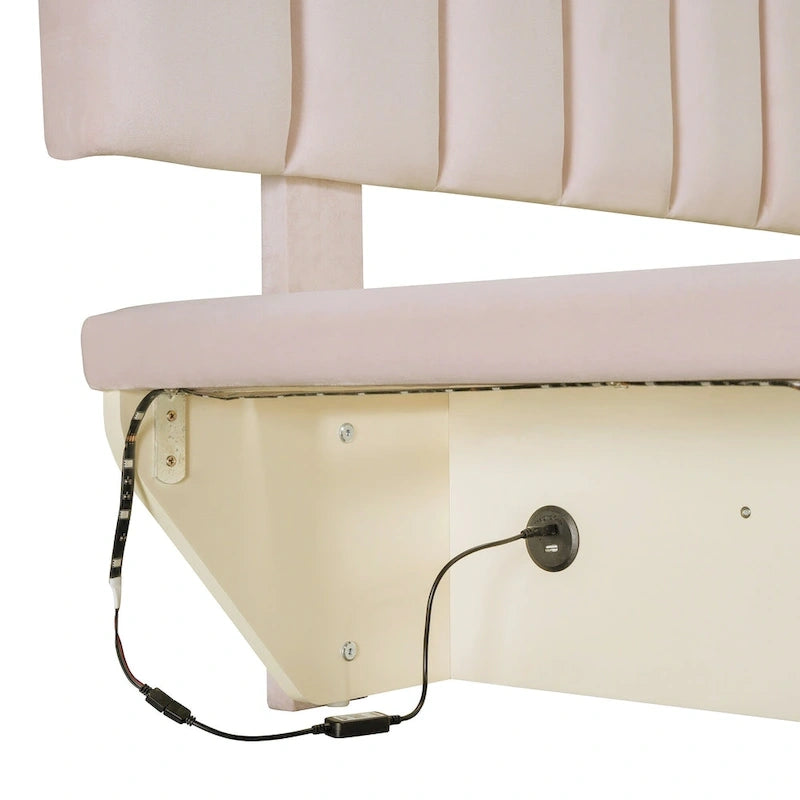 Queen Size Floating Bed with LED Light and USB