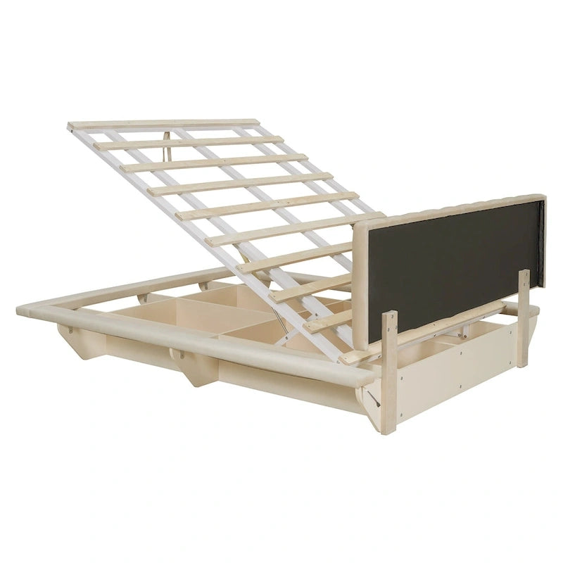 Queen Size Floating Bed with LED Light and USB
