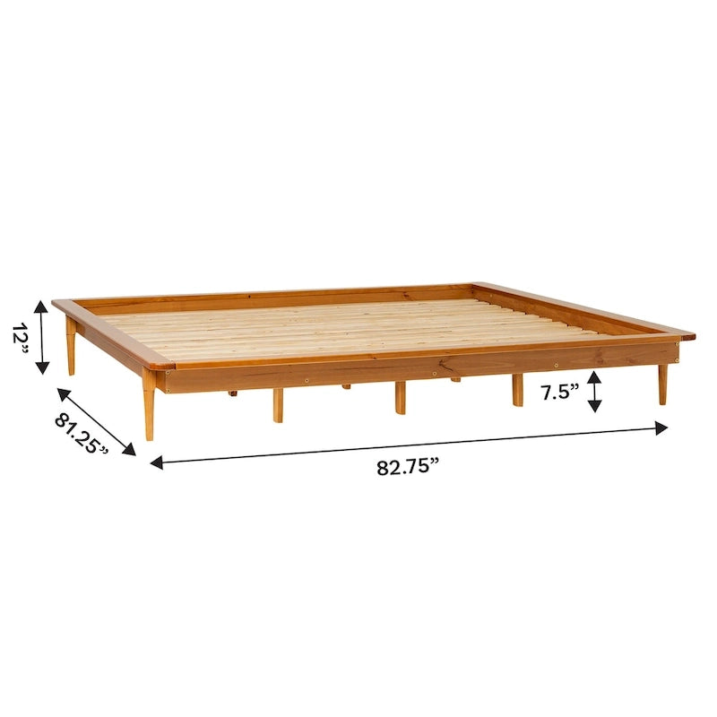 King-size Solid Wood Platform Bed