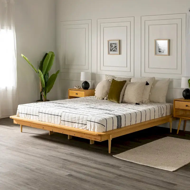 King-size Solid Wood Platform Bed