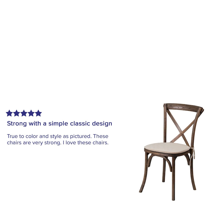 2 Pk. Stackable Wood Cross Back Chair with Cushion