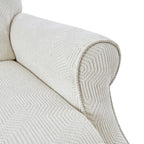 Elfenbeinfarbener Jacquard-Relaxsesssel mit verstellbarer Rückenlehne und geschnitzten Holzbeinen