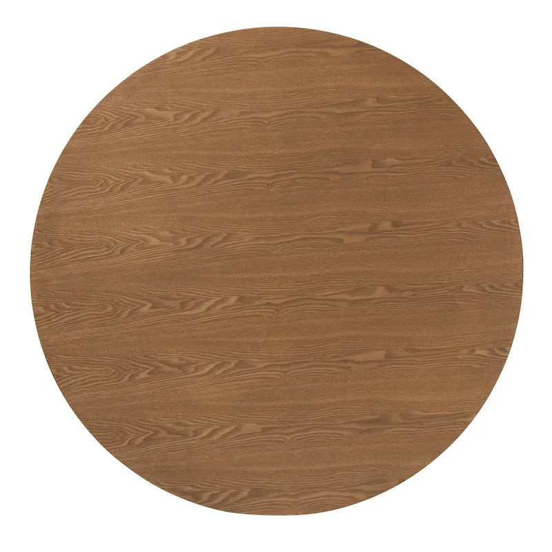 Mid-Century Modern French Oak Brown Finished Rubberwood Dining Table
