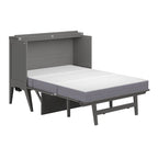 Ausziehbares Wandbett (Full Size) mit Schreibtisch und Memory-Foam-Matratze in Grau