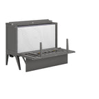 Ausziehbares Wandbett (Full Size) mit Schreibtisch und Memory-Foam-Matratze in Grau