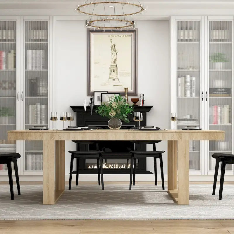 Business Furniture 86.6W x 47.2D Conference Table with Wood Base Desk