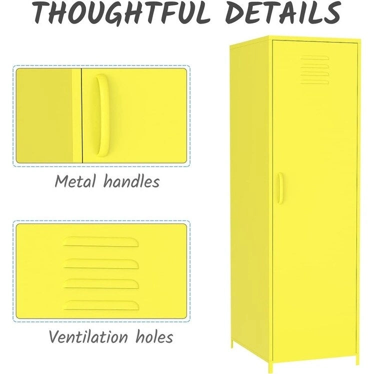 Metal Armoires Locker Cabinet for Kid with Hanging Rod and Shelves