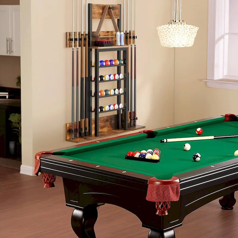 8-Cue Wall Mounting Billiard Rack with 24-Ball Storage Rack