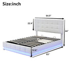 Gepolstertes Plattformbett mit hydraulischem Stauraumsystem, Queen-Size Kunstleder-Bett mit LED-Beleuchtung und USB-Ladegerät, Schwarz