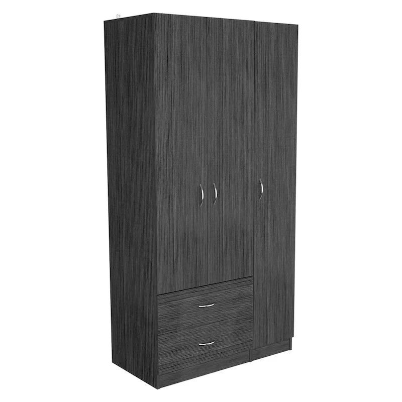 3 Door Armoire with Drawers, Shelves, and Hanging Rod