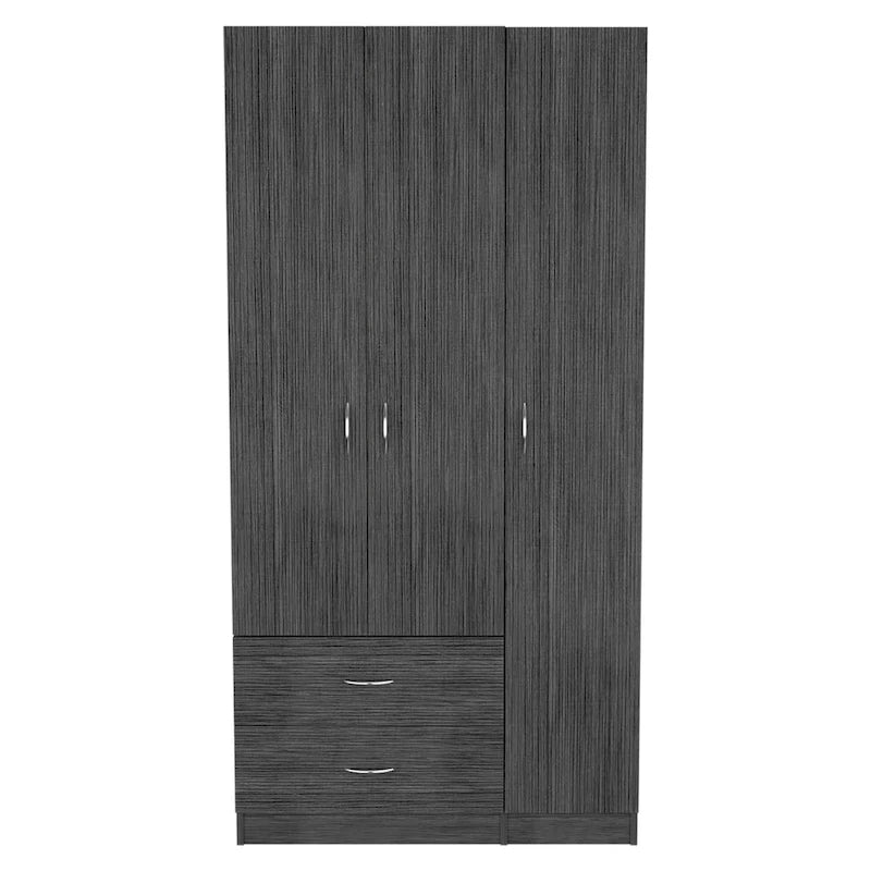 3 Door Armoire with Drawers, Shelves, and Hanging Rod