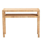 Konsole aus hellem Rattan und Akazienholz im Boho-Stil