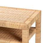 Konsole aus hellem Rattan und Akazienholz im Boho-Stil
