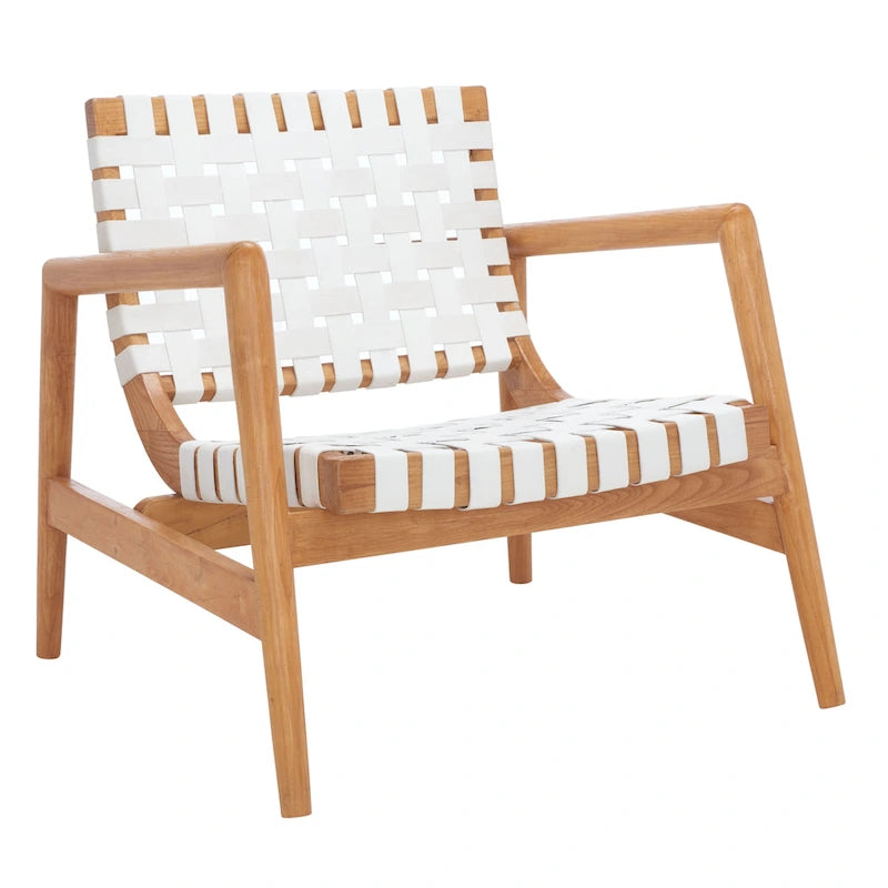 Vena Leather Woven Accent Chair - 30 W x 28 D x 28 H - 30Wx28Dx28H