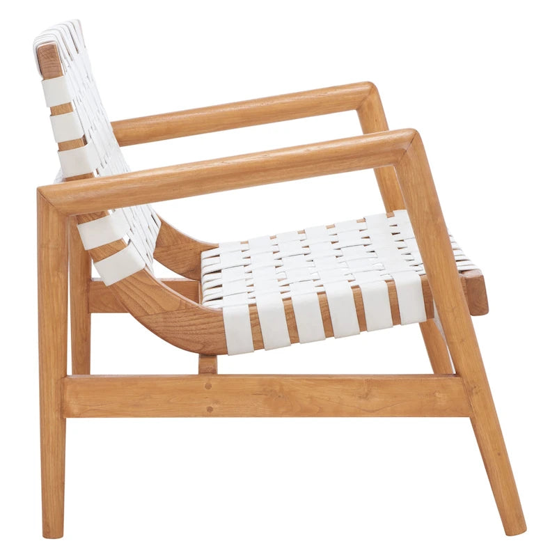 Vena Leather Woven Accent Chair - 30 W x 28 D x 28 H - 30Wx28Dx28H