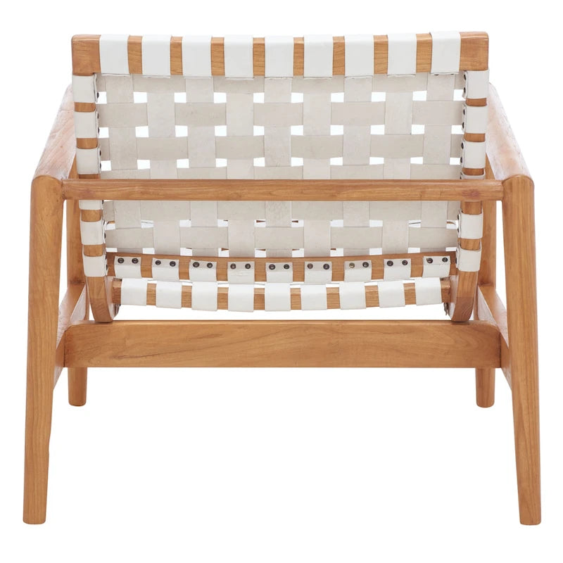 Vena Leather Woven Accent Chair - 30 W x 28 D x 28 H - 30Wx28Dx28H
