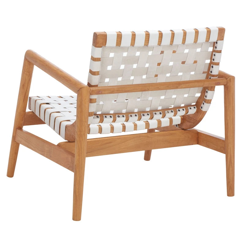 Vena Leather Woven Accent Chair - 30 W x 28 D x 28 H - 30Wx28Dx28H