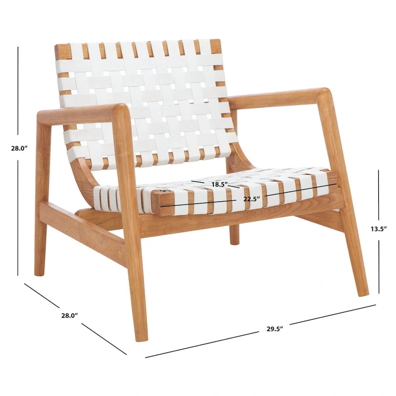 Vena Leather Woven Accent Chair - 30 W x 28 D x 28 H - 30Wx28Dx28H