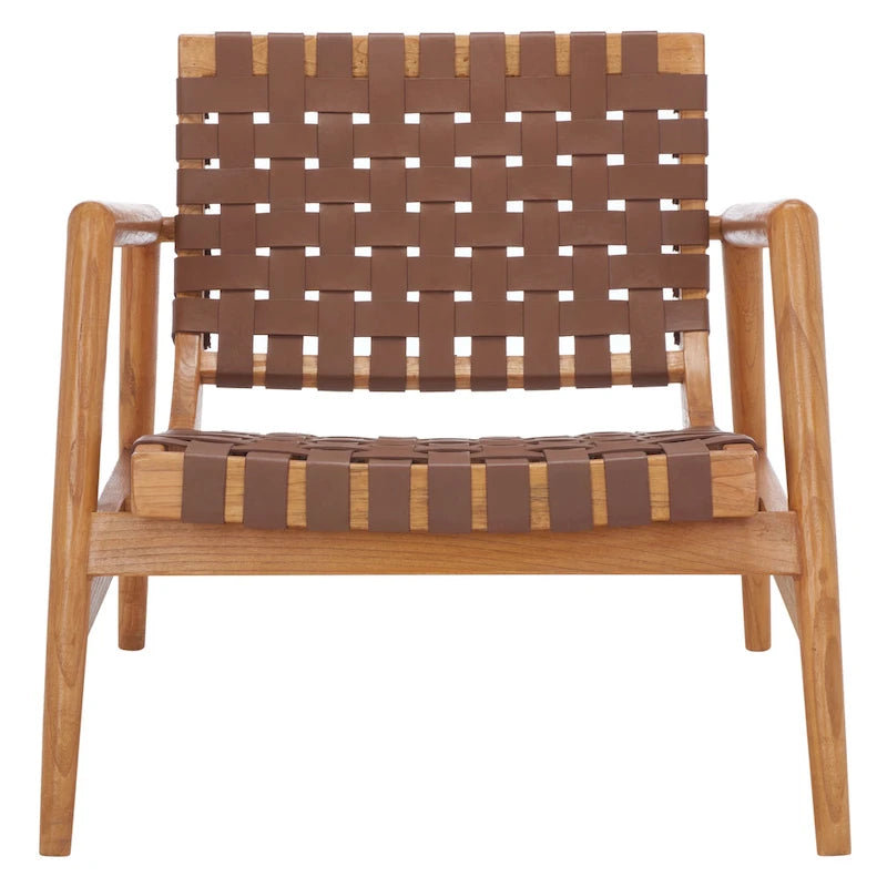Vena Leather Woven Accent Chair - 30 W x 28 D x 28 H - 30Wx28Dx28H