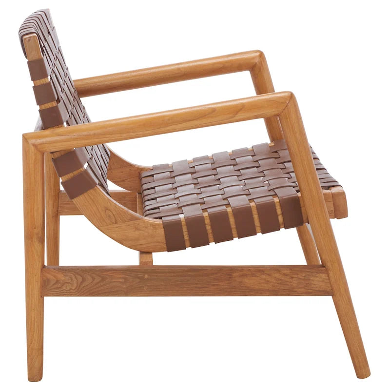 Vena Leather Woven Accent Chair - 30 W x 28 D x 28 H - 30Wx28Dx28H