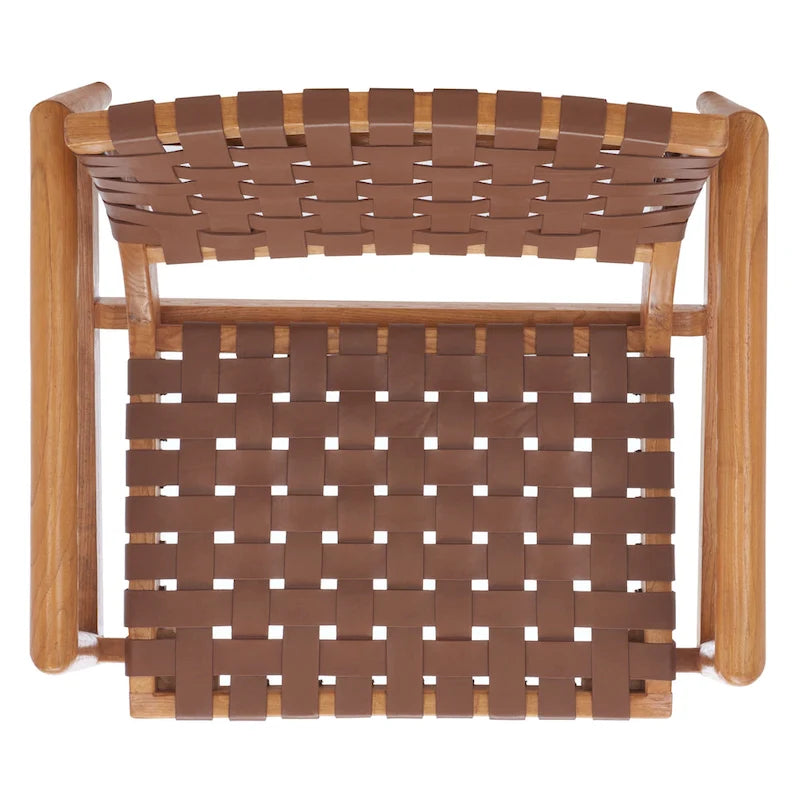 Vena Leather Woven Accent Chair - 30 W x 28 D x 28 H - 30Wx28Dx28H