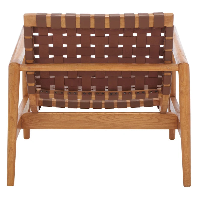 Vena Leather Woven Accent Chair - 30 W x 28 D x 28 H - 30Wx28Dx28H