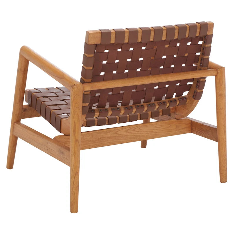 Vena Leather Woven Accent Chair - 30 W x 28 D x 28 H - 30Wx28Dx28H