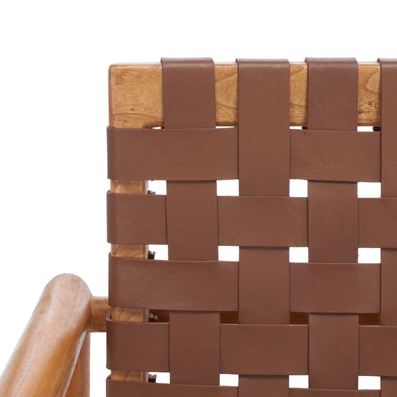 Vena Leather Woven Accent Chair - 30 W x 28 D x 28 H - 30Wx28Dx28H