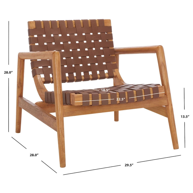 Vena Leather Woven Accent Chair - 30 W x 28 D x 28 H - 30Wx28Dx28H