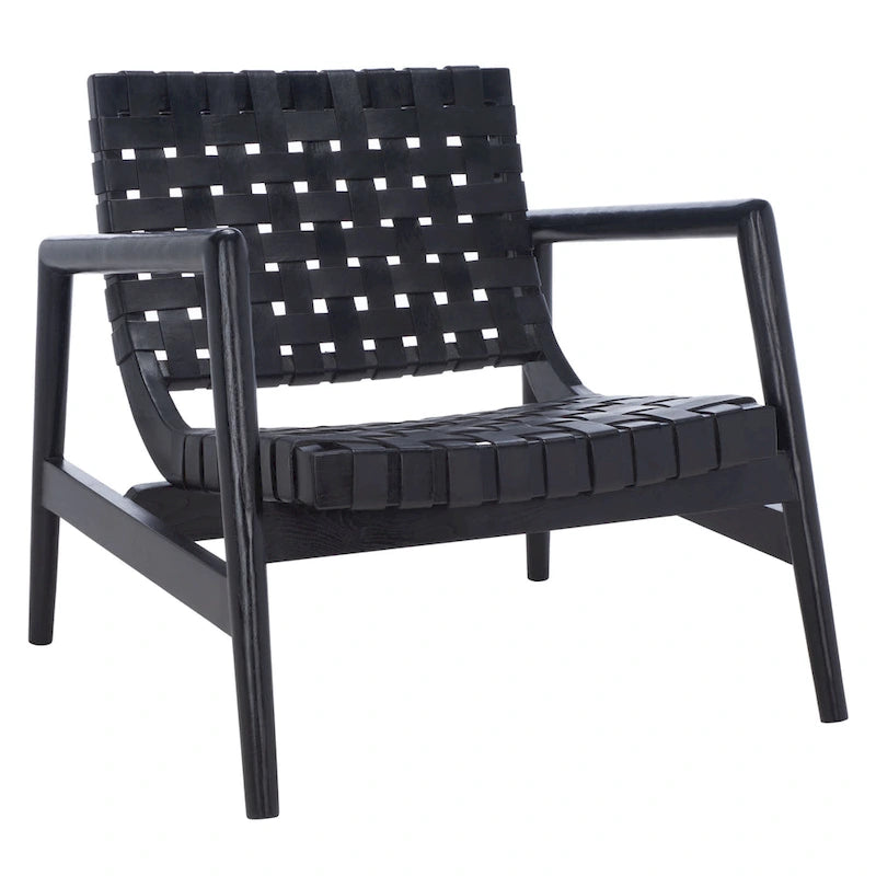 Vena Leather Woven Accent Chair - 30 W x 28 D x 28 H - 30Wx28Dx28H