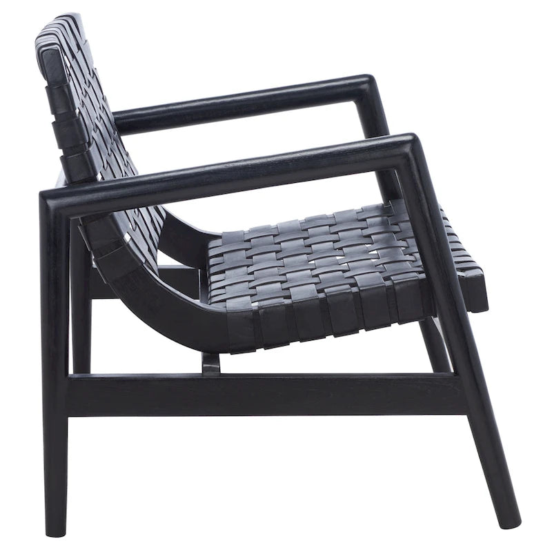 Vena Leather Woven Accent Chair - 30 W x 28 D x 28 H - 30Wx28Dx28H