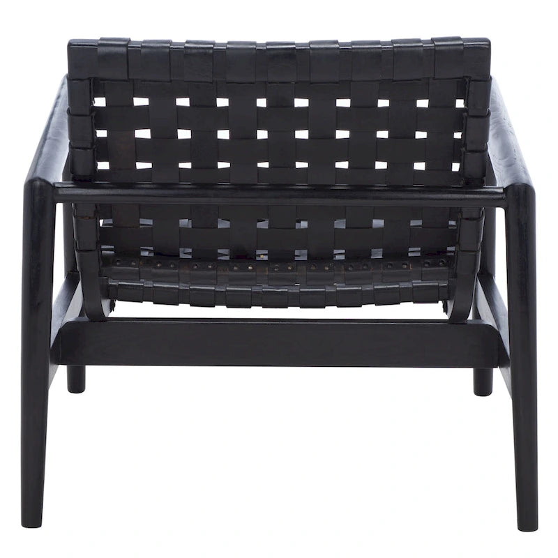 Vena Leather Woven Accent Chair - 30 W x 28 D x 28 H - 30Wx28Dx28H