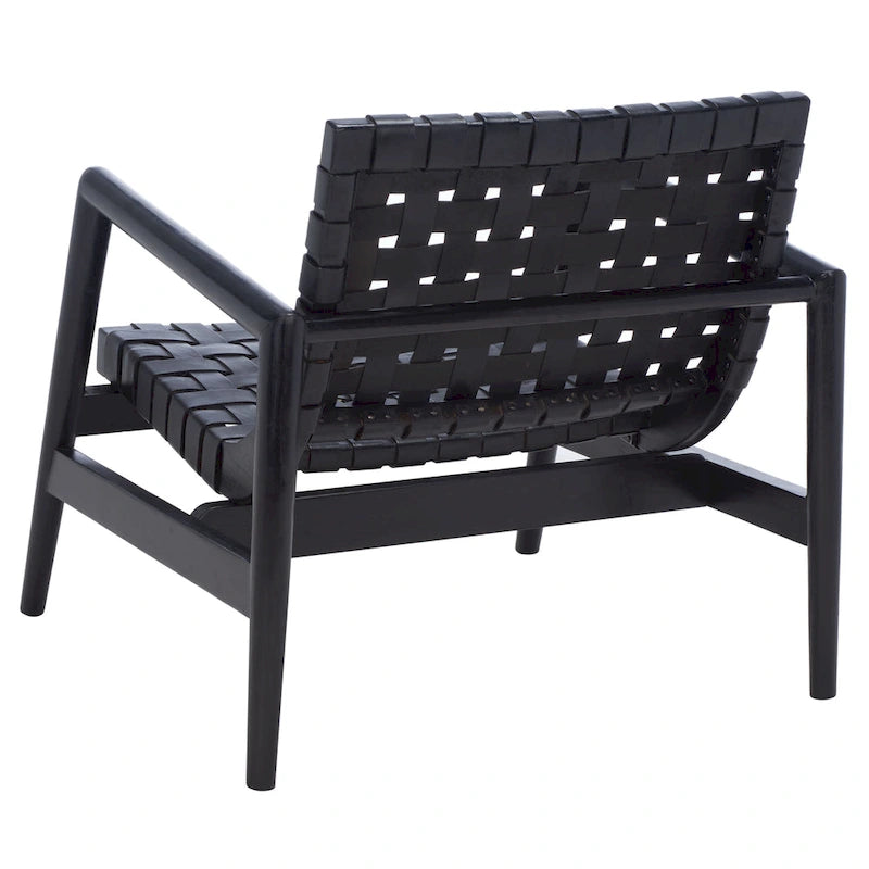 Vena Leather Woven Accent Chair - 30 W x 28 D x 28 H - 30Wx28Dx28H