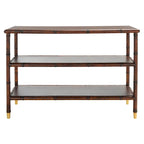 Dunkelbrauner / goldener Konsolentisch mit 2 Ablagen - 106,7B x 40,1T x 73,7H cm